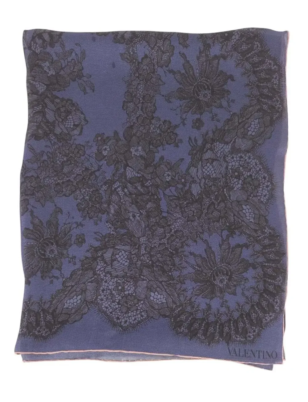 Valentino Floral Lace Print Silk Scarf 25.5